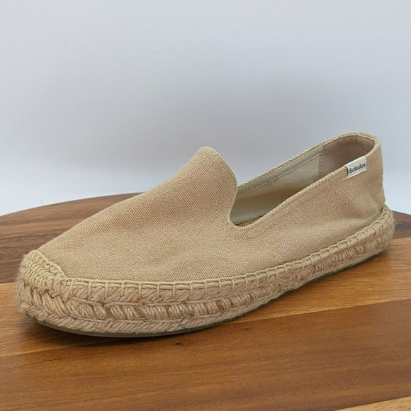 Soludos Espadrilles Shoes 10 Tan Canvas Smoking Slippers Pull On Casual Gorpcore - Picture 1 of 14
